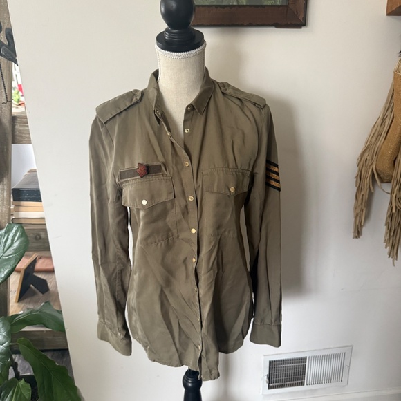 Zadig & Voltaire Tess Military Top Fox Embroidered S Lyocell - Picture 6 of 7